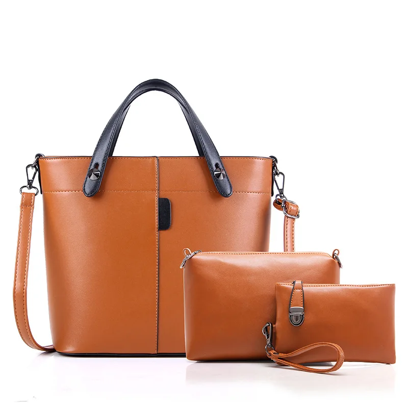 

brand high quality leather bag vintage handbag womens medium big tote bags female crossbody bags for women handbag 3 pieces/set