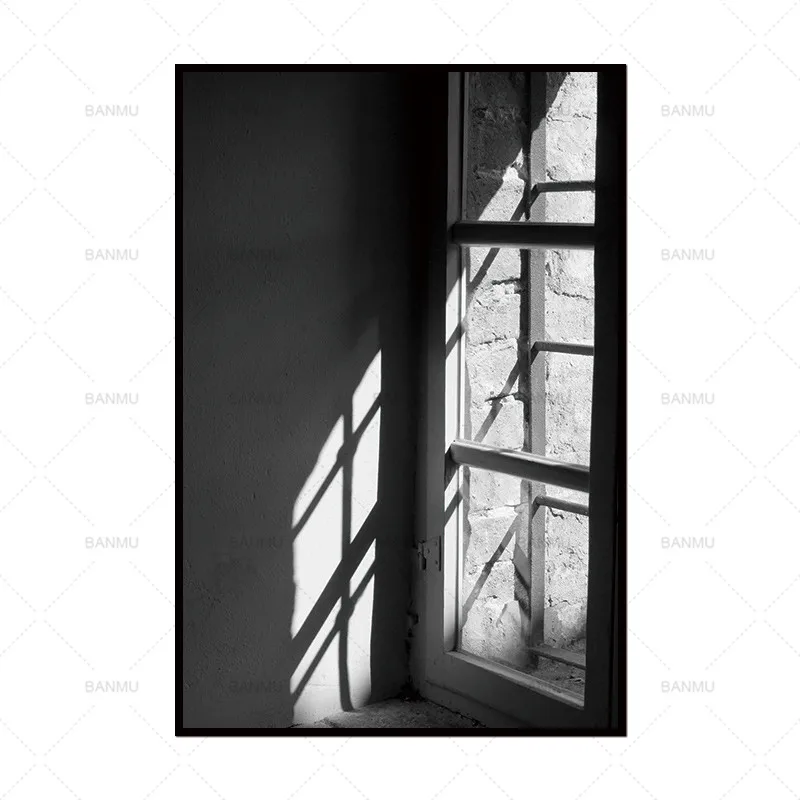 Картина на холсте настенные картины абстрактная стена печать Дверь Черно-белая картина оконный плакат для гостиной домашний декор