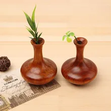 Твердая деревянная ваза, мини-ваза для цветов, ретро украшение из цельного дерева, цветок для дома/офиса/вечерние/бар, Декор, подарок на день рождения