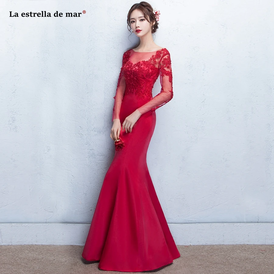 Robe demoiselle d'honneur pour femme 2021 Новый Черпак шеи кружевные Сатиновые платья Длинные