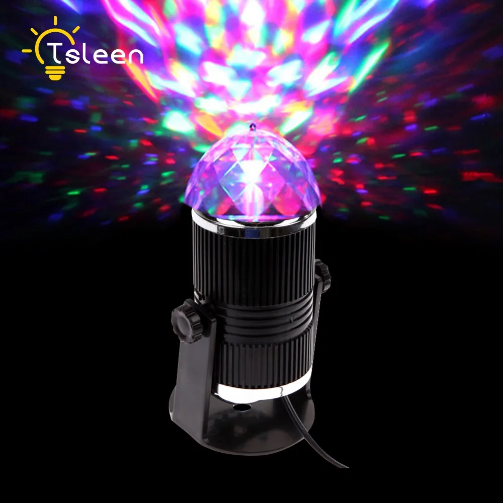 

Cheap Auto Sound Activated LED Mini Crystal Rotating RGB LED Stage Lights for KTV Xmas Party Wedding Show Pub Disco Ball Effect