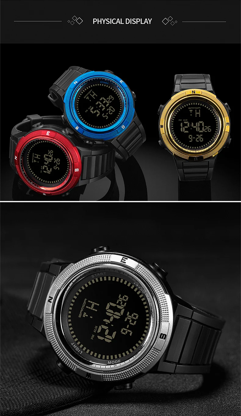 SANDA Роскошные Брендовые мужские военные спортивные часы для дайвинга 30 м цифровой светодиодный часы мужские модные повседневные электронные наручные часы Relojes