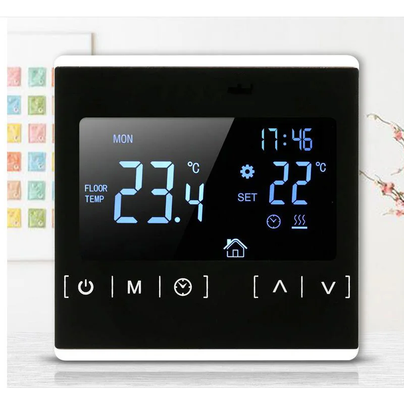 

Double temperature dual control floor heating thermostat LCD touch screen room temperature controller thermostat backlight