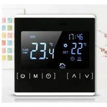 Double temperature dual control floor heating thermostat LCD touch screen room temperature controller thermostat backlight eu programmable touch screen electric floor heating thermostat wiht double sensor