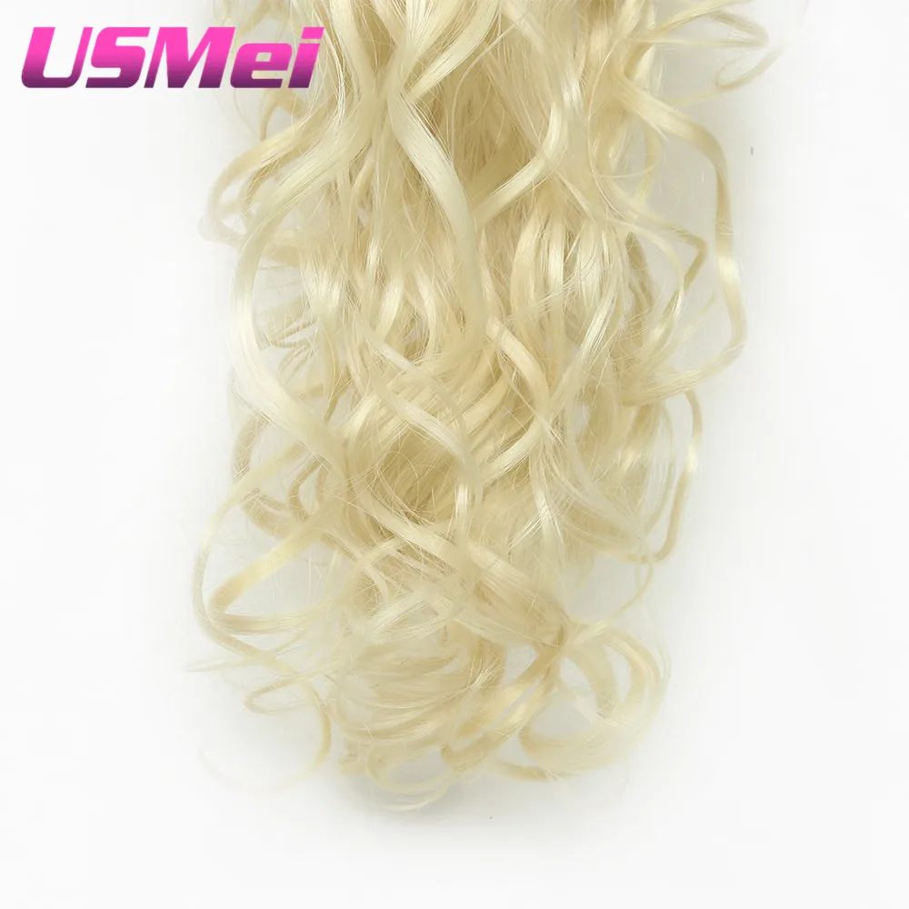 USMEI 32'' Synthetic Ponytail Wowen Wavy 613# Claw Clip in PonyTail Hair Extension heat resistant fake hair pieces 5 colors