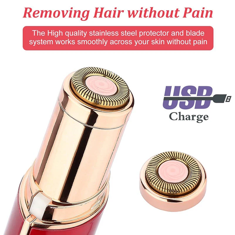 Electric Epilator Women Painless Hair Removal Female Upper Lip Cheeks Lipstick Shaver Razor Face Hair Remover USB Rechargeable (1)