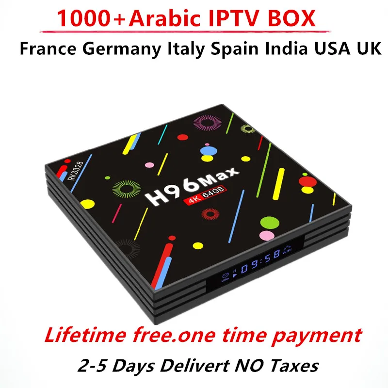 

H96 Arabic IPTV Box 4G/64G android 7.1 tv box Subscription Germany France Spain India Italy Usa Channels HD Lifetime free 1000+