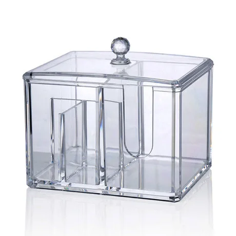 Storage Boxes Home Storage & Organization Acrylic cosmetic storage box transparent desktop cotton swab box make up organizer new