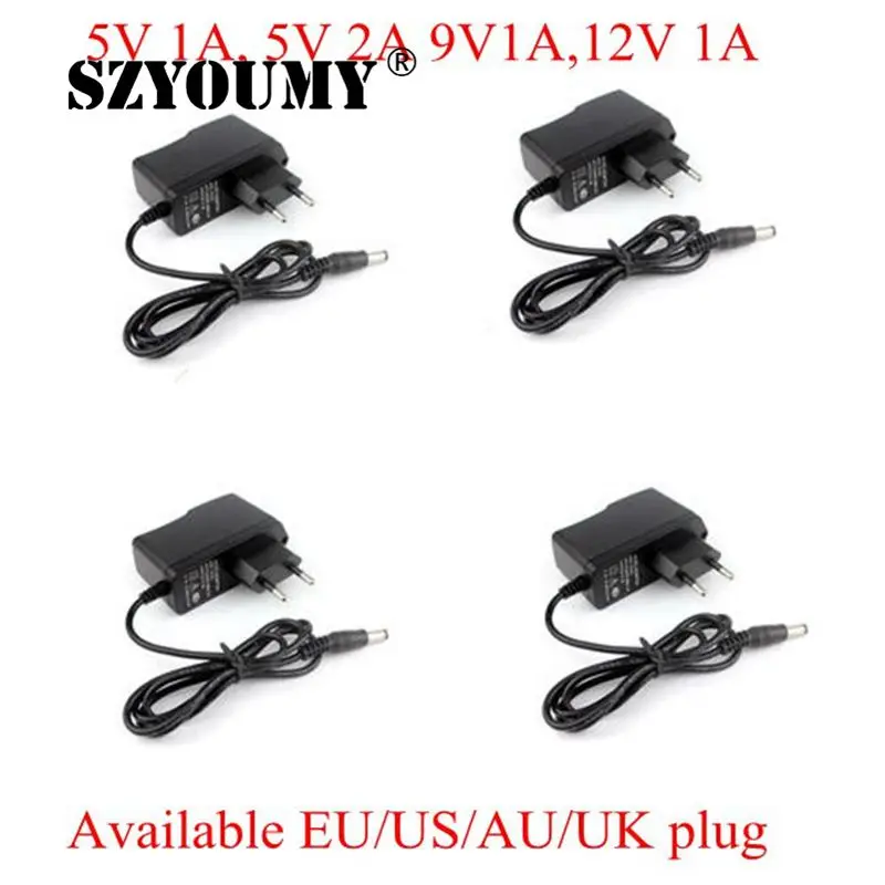 SZYOUMY AC to DC Power Adapter 100-240V Supply Charger adapter 5V 12V 9V 1A 2A 3A 0.5A US EU Plug 5.5mm x 2.1mm for CCTV LED Str