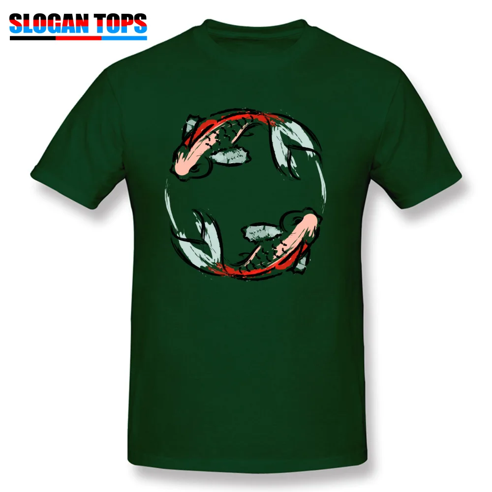 Prevailing koi japanese cuisine goldfish Top T-shirts Summer/Autumn Crew Neck 100% Cotton Tops Tees for Men T-shirts Design koi japanese cuisine goldfish dark
