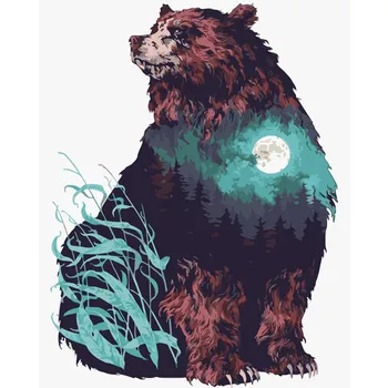 

Moon Bear Animal DIY Digital Painting By Number Modern Wall Art Canvas Painting Christmas Unique Gift Home Decor 40x50cm