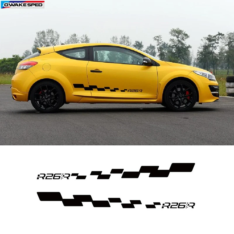 

RS Graphics Car Styling Door Side Skirt Decal For Renault Megane R26R Racing Lattice Decal Auto Body Customized Sticker