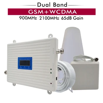 

65dB Gain 2G 3G Dual Band Signal Booster GSM 900 UMTS WCDMA 2100 mhz Cell Phone Signal Repeater Cellular Mobile Signal Amplifier