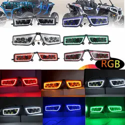 FADUIES ATV UTV POLARIS RZR светодио дный фары с RGB подсветкой-ATV часть POLARIS RZR 1000 XP управление RGB светодио дный LED Halo фара