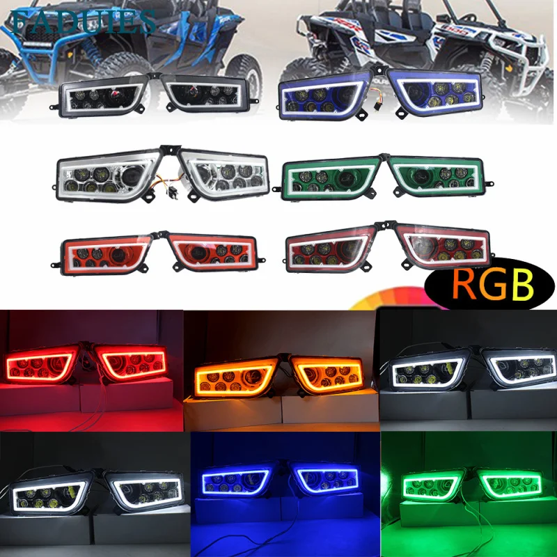 FADUIES ATV UTV POLARIS RZR LED Headlights with RGB lights ATV Part
