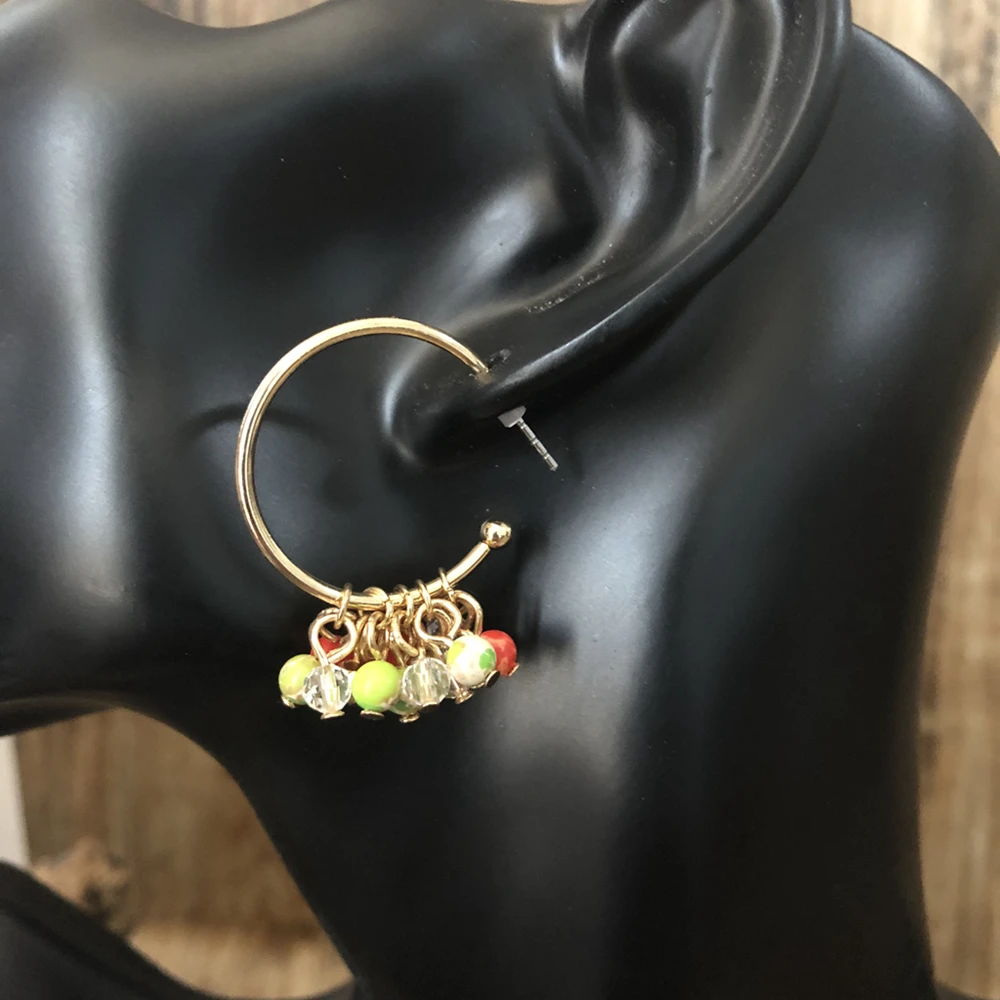 

Multi Stone Bead So Trendy Circle Earrings For Women and Girl Popular Earrings For SUmmer