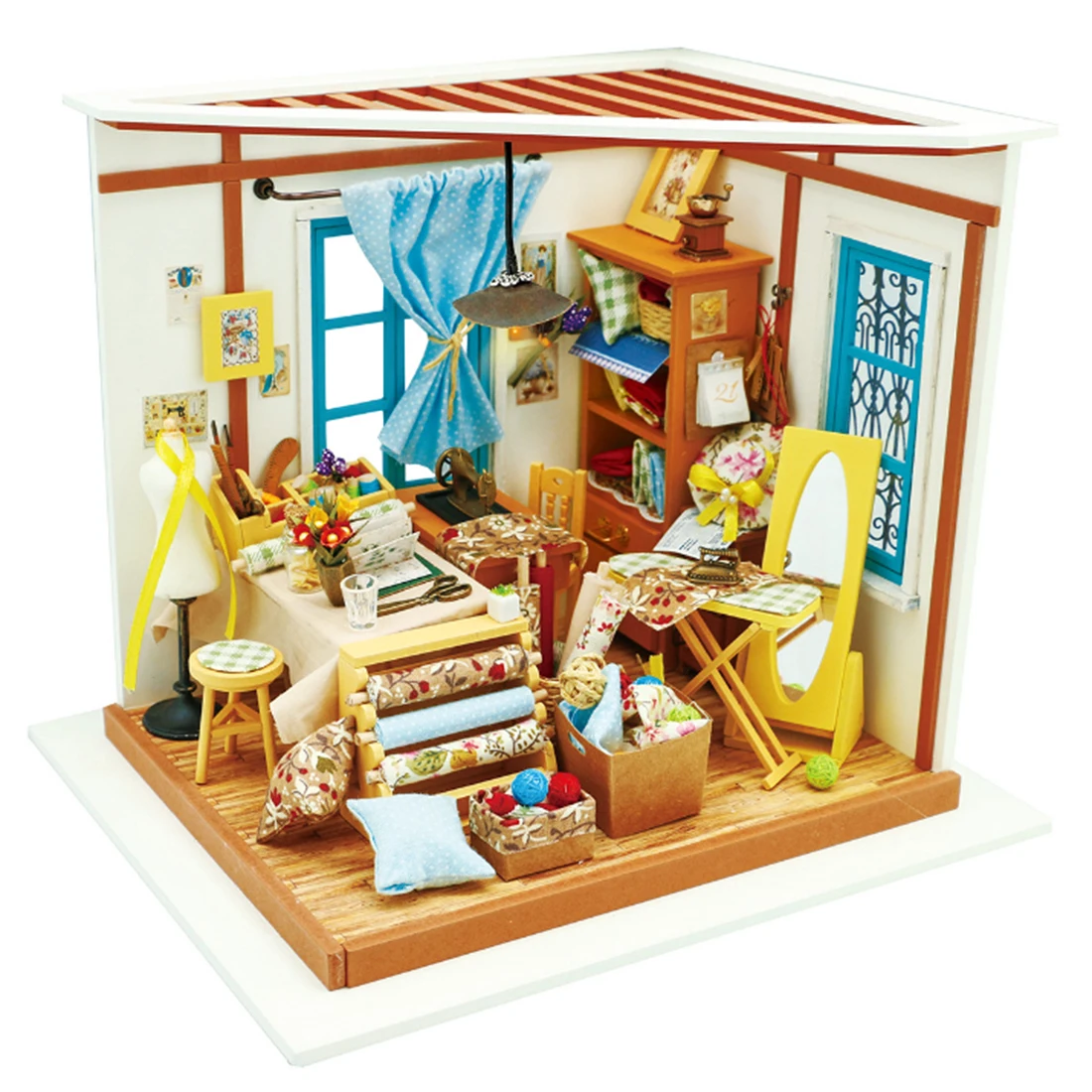 

DIY Dollhouse Kit-Lisa'S Tailor Assembly Model Toys with LED Light Miniature Dollhouse Kit Christmas Room Kids Christmas Gift