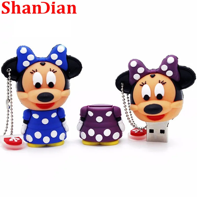 SHANDIAN minnie mouse Memory stick мультяшный флеш-накопитель 8gb pendrives 32g 64G mikey usb флеш-накопитель 16g usb мышь стильная цепочка для ключей