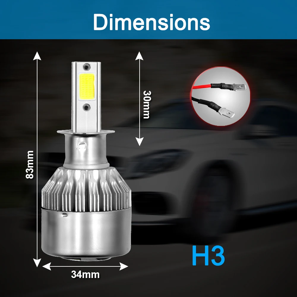 Автомобильные лампы для передних фар H7 светодиодный H4 H11 H1 H3 H13 880 9004 9005 9006 9007 HB1 HB2 HB3 HB4 H27 6000 К Автомобильный светодиодный фары 2 шт