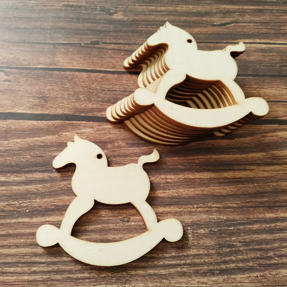 unfinished wooden rocking horse