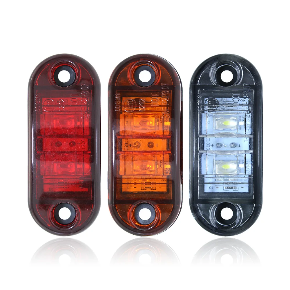 

1pcs 12V 24V Amber White Red 2 LED Side Marker Lamp Tail Brake Light for Car Truck Trailer Lorry Bus Van Pickup Signal Light