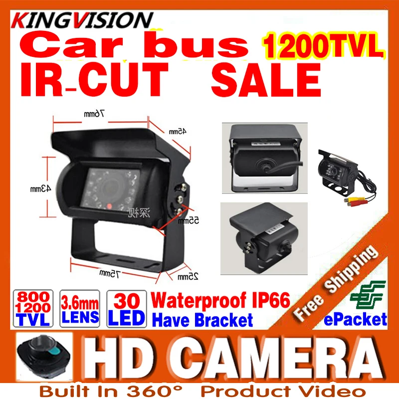 

sale Car Special Bus Reversing Camera AV Joint 1/3cmos 1200TVL Waterproof IP66 Night Vision ir30m Surveillance Security ahdl ca