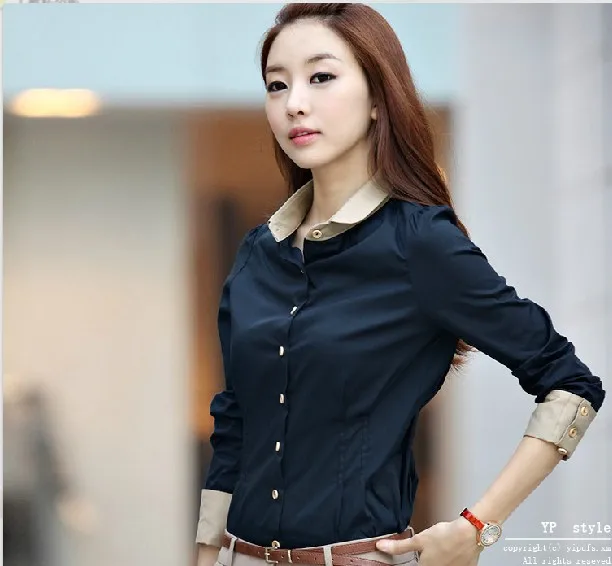 

Spring Autumn 2019 New Women OL Long Sleeve Shirt & Blouse Feminine Professional Tops & Shirt