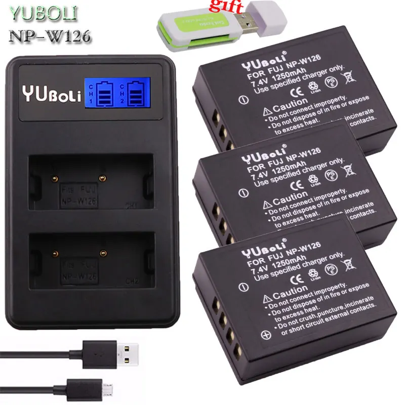 charger and 3battery NP-W126 NP W126 Батарея+ LCD Dual charger для ЖК-дисплея с подсветкой Fujifilm X100F X-T10 X-T20 X-Pro1 X-Pro2 HS30EXR HS33EXR HS35EXR X-A1 X-A2 - Цвет: charger and 3battery