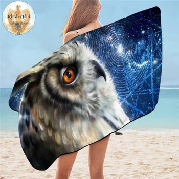 

Time Traveler Owl by KhaliaArt Bath Towel 3D Printed Microfiber Beach Towel Look Up Galaxy Bathroom Blanket Ponder serviette