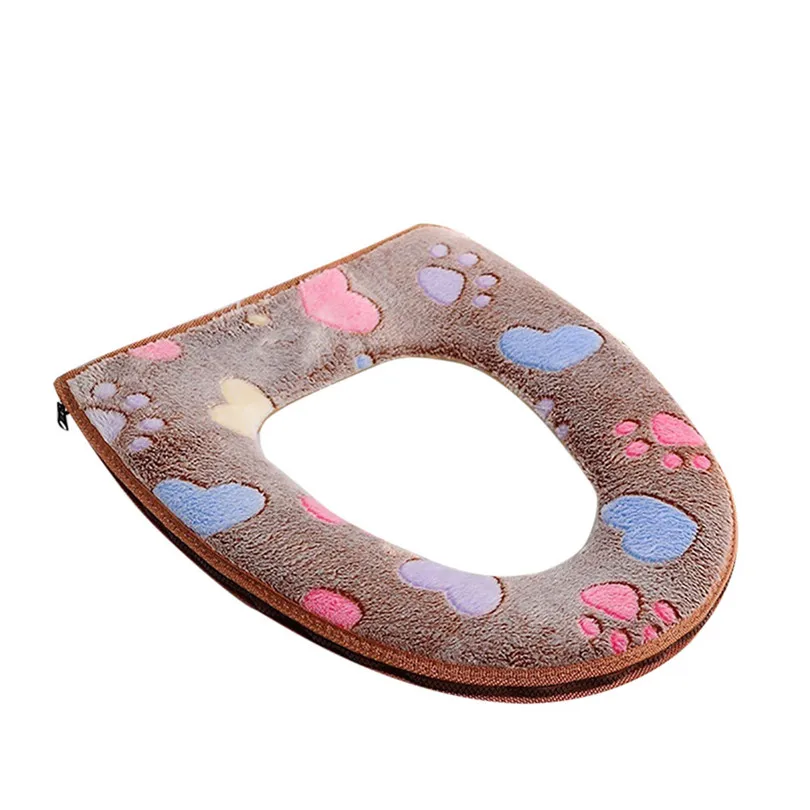 Comfortable Corduroy Toilet Seat Bathroom Warmer Toilet Seat Cloth Soft Closestool Washable Lid Top Cover Pad (6)