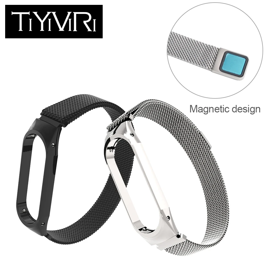 Браслет Mi Band 3 для Xiaomi band металлический ремешок магнитный браслет из нержавеющей
