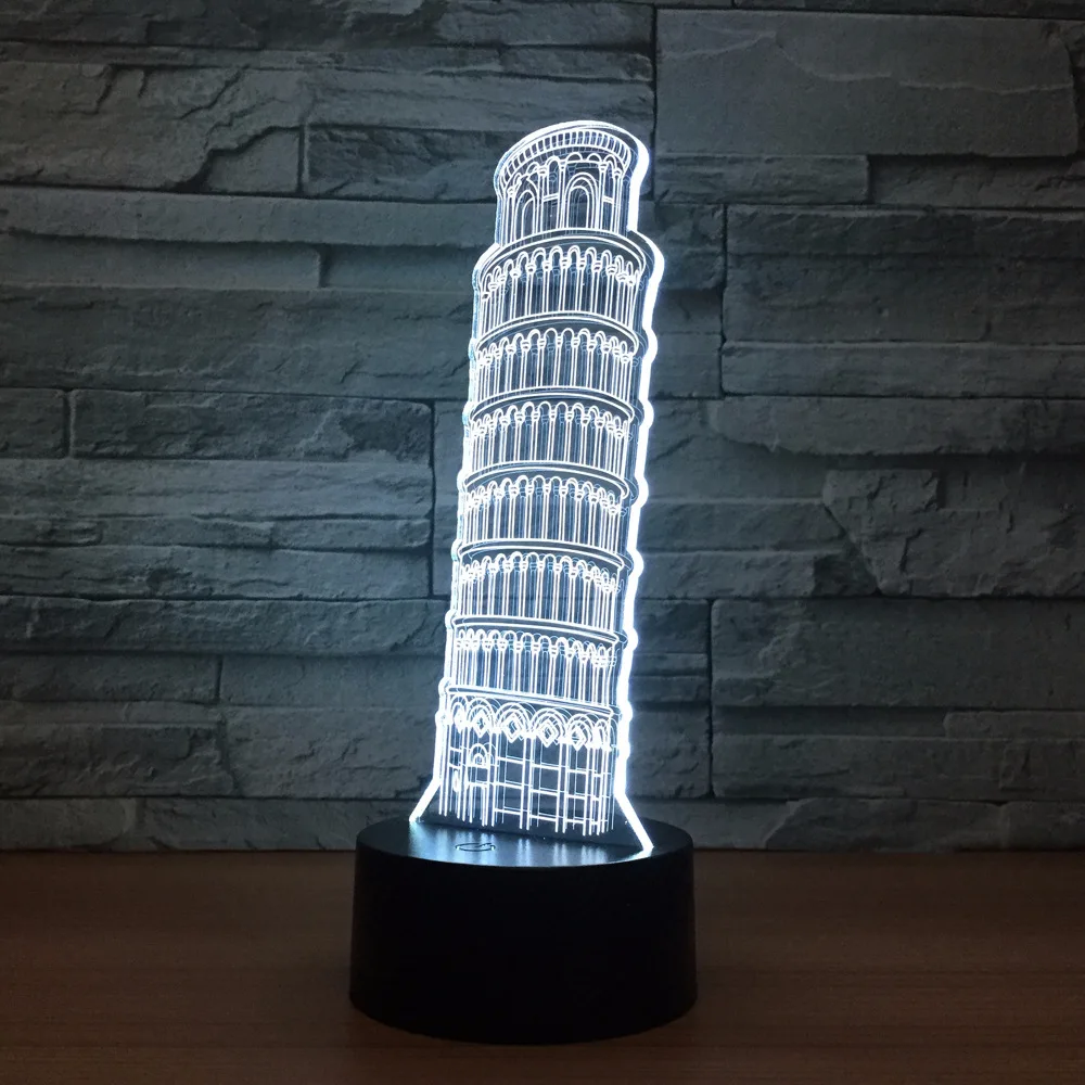 Пизанская башня 3D ночник голограмма светодиодный свет USB декоративная башня pendente Пиза настольная декоративная лампа для дома подарок для друзей