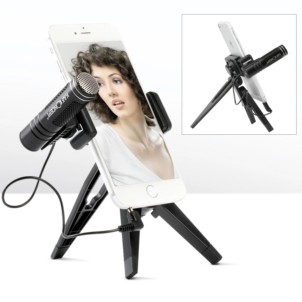 K&F CONCEPT Mini Recording Microphone Mic Condenser for iPhone Android