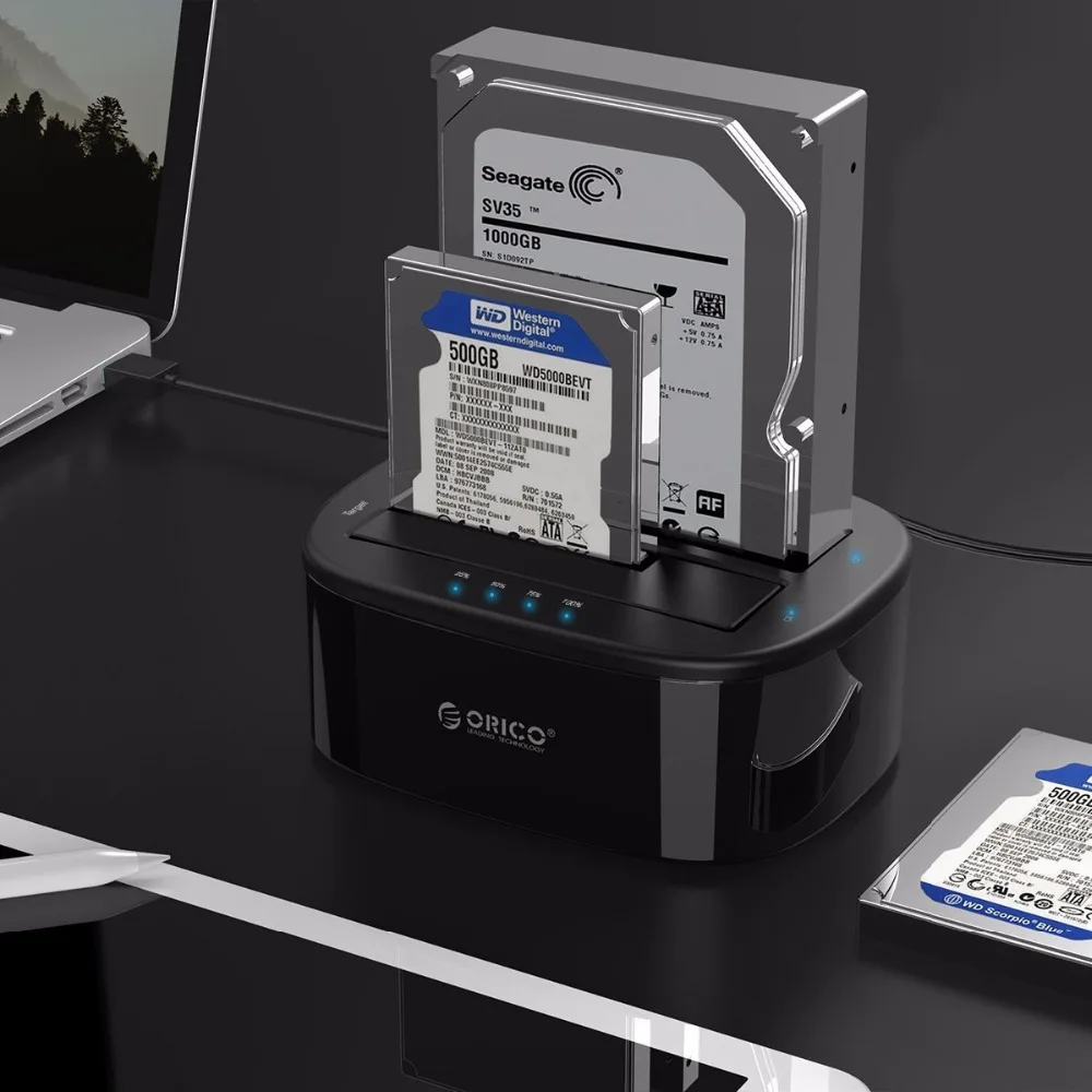 ORICO Dual Bay HDD Docking Station with Offline Clone SATA to USB 3.0 HDD Clone Docking Station for 2.5/3.5'' SSD HDD Enclosure