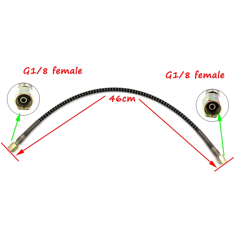 QUPB Пейнтбол страйкбол шланг линия с пружиной обернутый 46 см длинные G1/8 Женский* G1/8 Женская нить HSP001