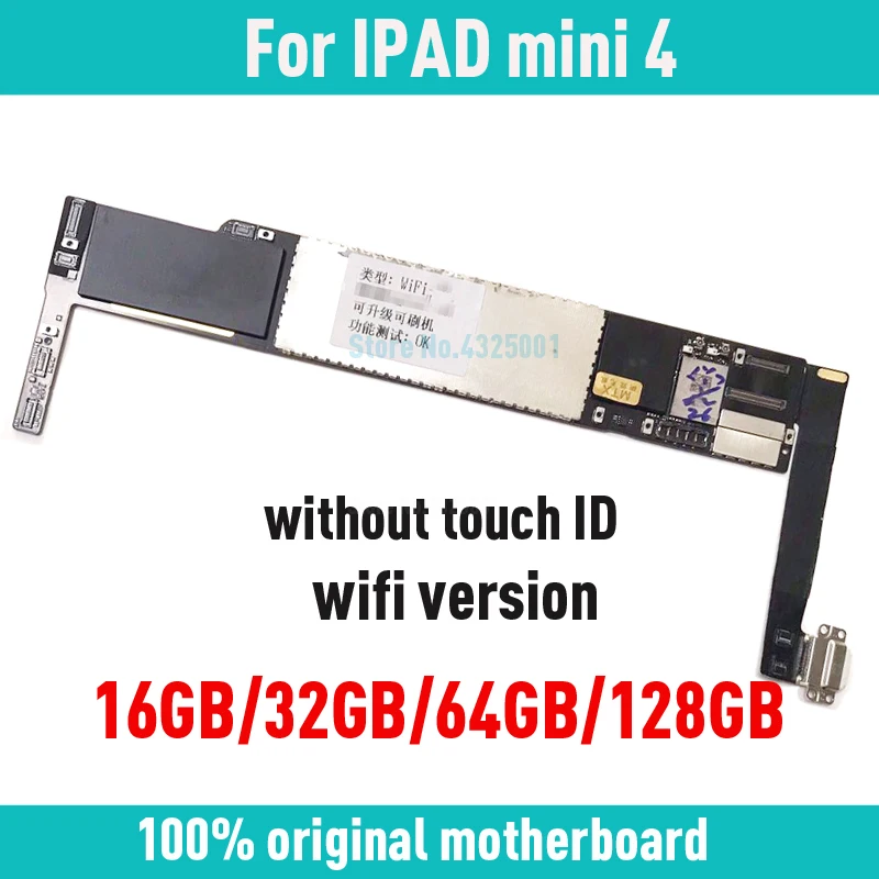 

100% unlocked mainboard for ipad mini 4 motherboard without touch ID Wifi version Original factory logic board With Full Chips