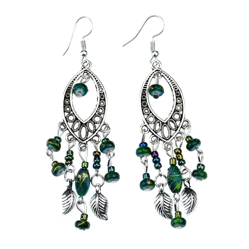 Download Aliexpress.com : Buy ER382 Tibetan Silver Color Bohemian Green Beads Retro Vintage Earrings For ...