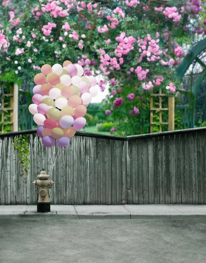 

5x7ft Pink Flowers Tree Balloon Photography Backdrops Photo Props Studio Background