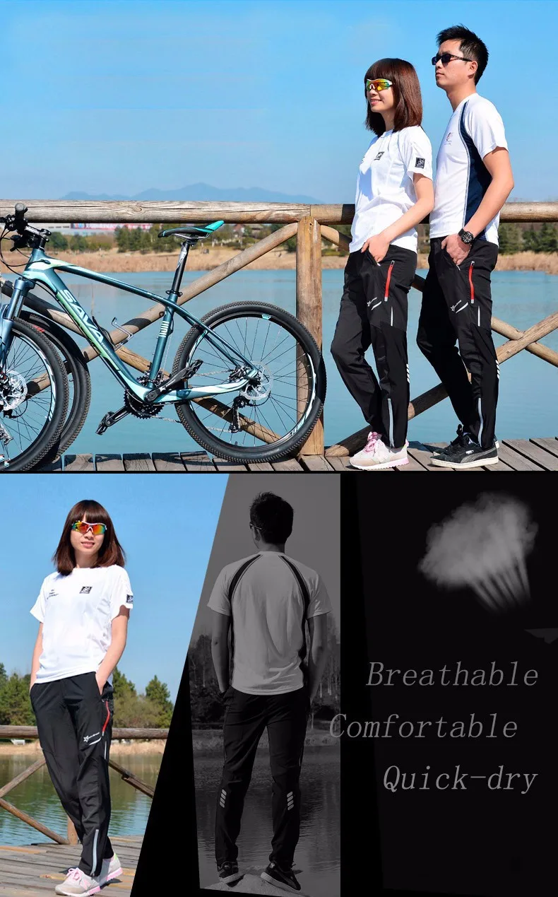 30ROCKBROS Bicycle Quick Release Sports Casual Pants Bike Reflective Tights Trousers Cycling Cycle Men's Women's Breathable Pants