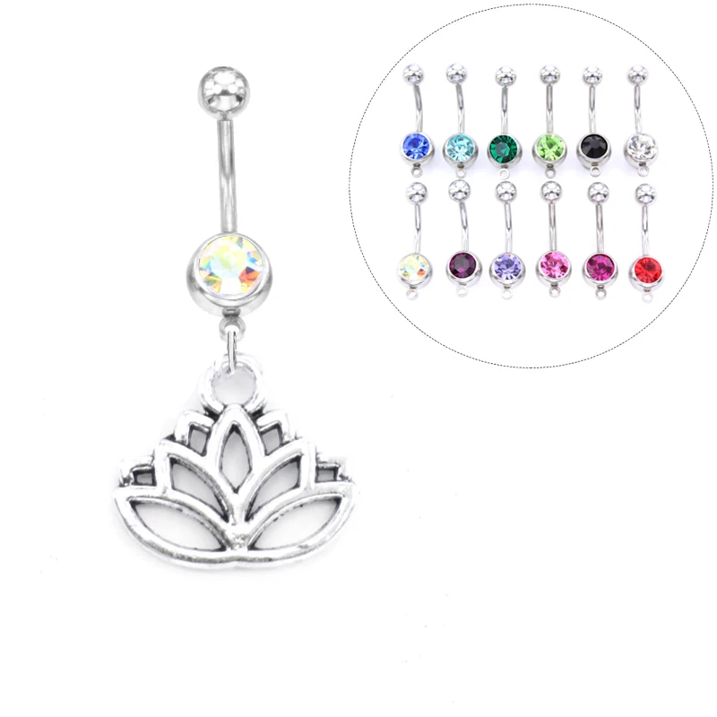 

1PC Vintage Piercing Ombligo Belly Button Rings Barbell Lotus Piercing Navel Piercing Nombril Buddha Belly Body Chain Jewelry