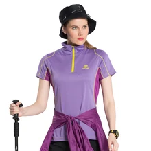 Tectop женская новая быстросохнущая дышащая футболка с коротким рукавом на молнии со стоячим воротником с защитой от ультрафиолета быстросохнущая футболка