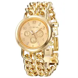 Модные часы кварцевые Элитный бренд Нержавеющая сталь цепи Браслеты золото Часы Для мужчин Для женщин Повседневное наручные часы Relogio