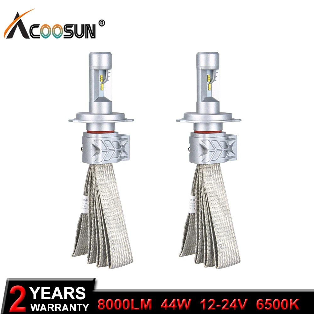 

AcooSun Luxeon ZES Led H4 8000LM Auto Headlight 6500K 12V H7 Led H11 Fanless Design Quick Heat Radiation Car Headlamp Foglamp