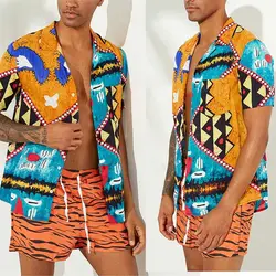 INCERUN/Летняя мужская гавайская рубашка с короткими рукавами с модным принтом, с отворотом, 2019, в стиле хип-хоп, свободная повседневная
