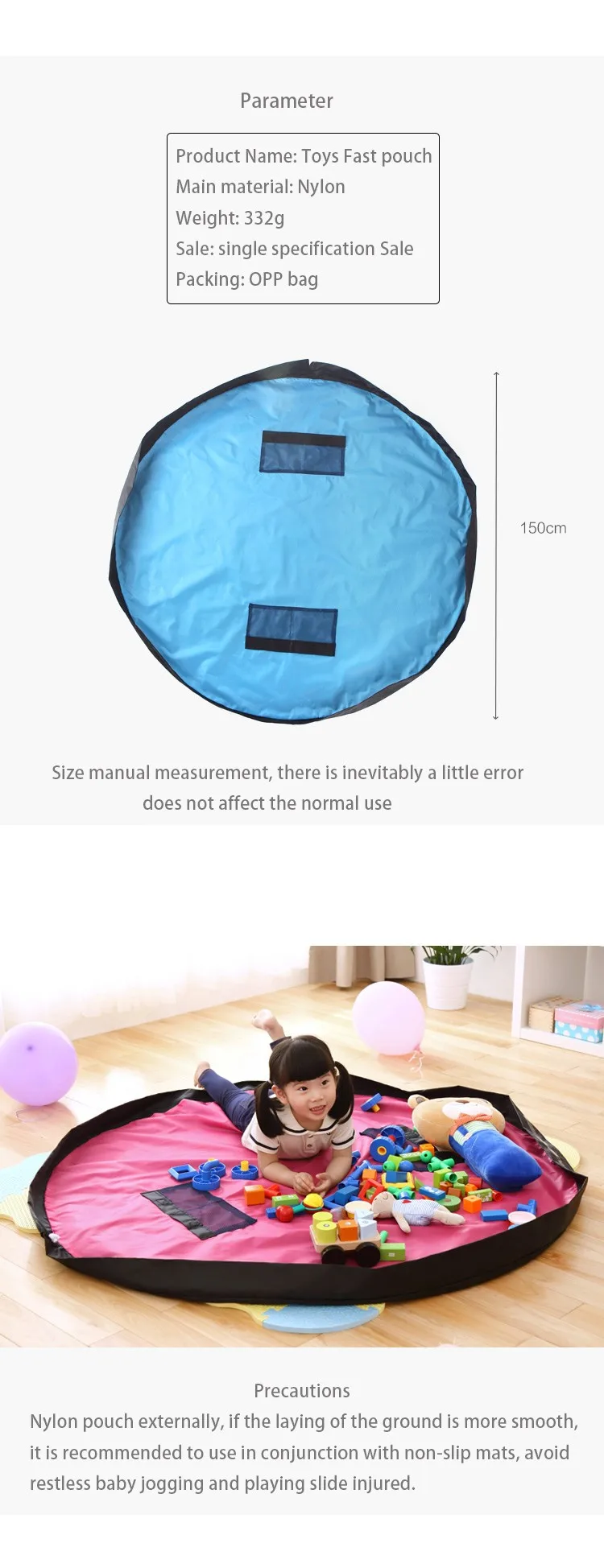 משטח פעילות מתקפל לתינוקות - מזרן עגול מתוחם