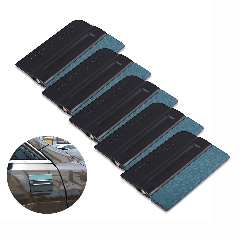 FOSHIO 5pcs Carbon Fiber Vinyl Film Car Wrap Magnetic Squeegee Window Tint No Scratch Suede Felt Magnet Scraper Car Sticker Tool