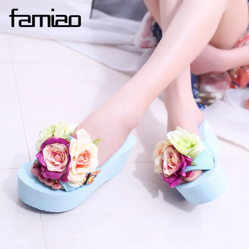 

summer women mules clogs wedge sandals garden shoes handmade artifical pearl slippers jelly color casual original beach sandals