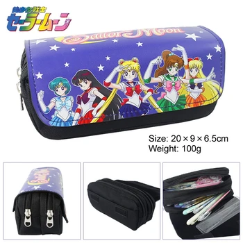 

Sailor Moon Tsukino Usagi Mizuno Ami Mars Anime Action Figure Printed PU Girls Canvas Pen Pencil Cosmetic Cases Purse Zipper Bag