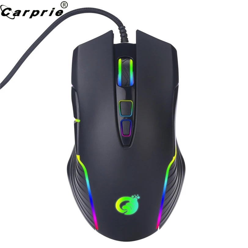 

CARPRIE USB Wired Game Mouse RGB Backlight Marquee Macro Definition Gaming Mice For Laptop Games 90523