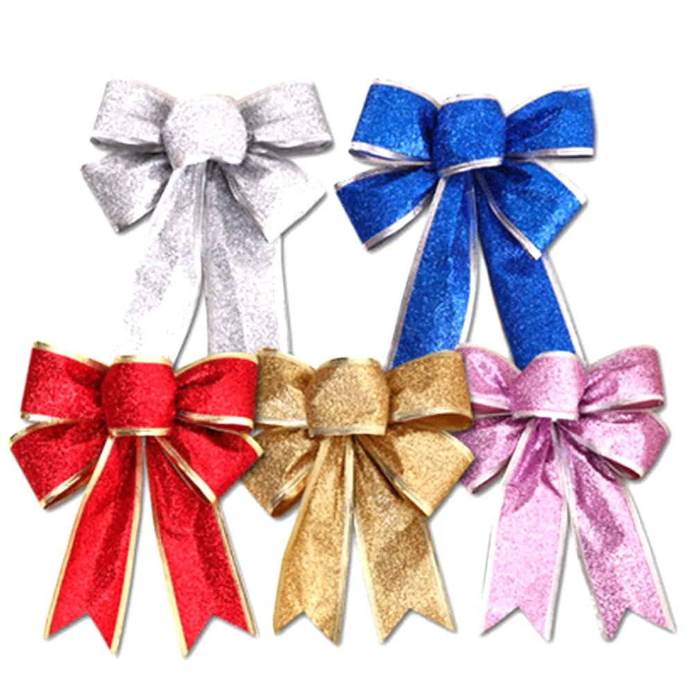 

8 Colors Large Red Silver Gold Christmas Ribbon Bows Christmas Tree Decoration Handmade Home Party Wedding Christmas Ornament